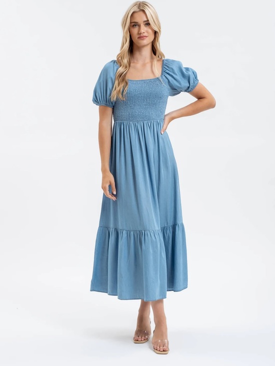 GAP Dresses & Skirts - NWOT GAP Denim Puff Sleeve Maxi Dress Sz Medium Tall